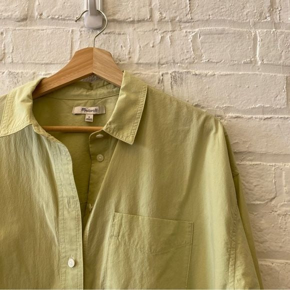 Madewell || Signature Poplin Oversized Button Down Shirt Faded Seagrass Green M