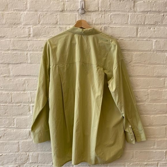 Madewell || Signature Poplin Oversized Button Down Shirt Faded Seagrass Green M