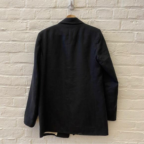 Zara || Linen Longline Blazer Boxy Oversized Black Medium