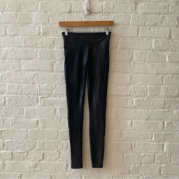 SPANX || Black Faux Leather Leggings Small