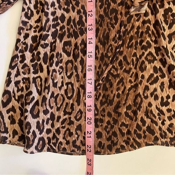 RIXO || Aaliyah Ruffled Leopard-Print Chiffon Blouse Brown XS