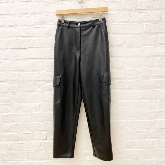 Aritzia || Wilfred Free Modern Cargo Pant Black Faux Leather 0