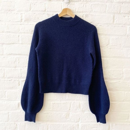 Veronica Beard || Ribbed Cashmere Sweater Navy Blue XS