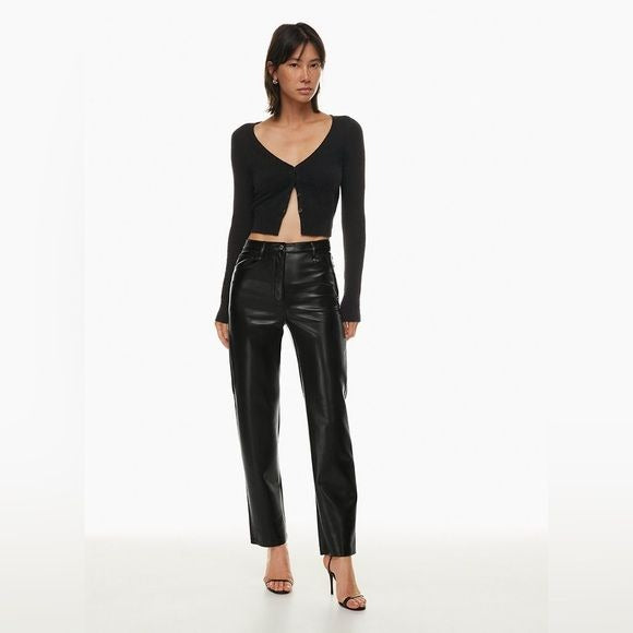 Aritzia || Wilfred Melina High Rise Straight Leg Vegan Leather Black 2