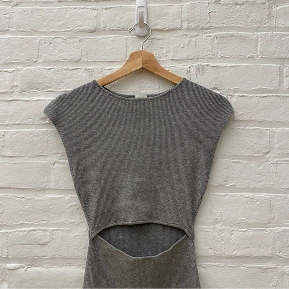 Aritzia || Wilfred Cutout Rib Knit Mini Dress Grey Small