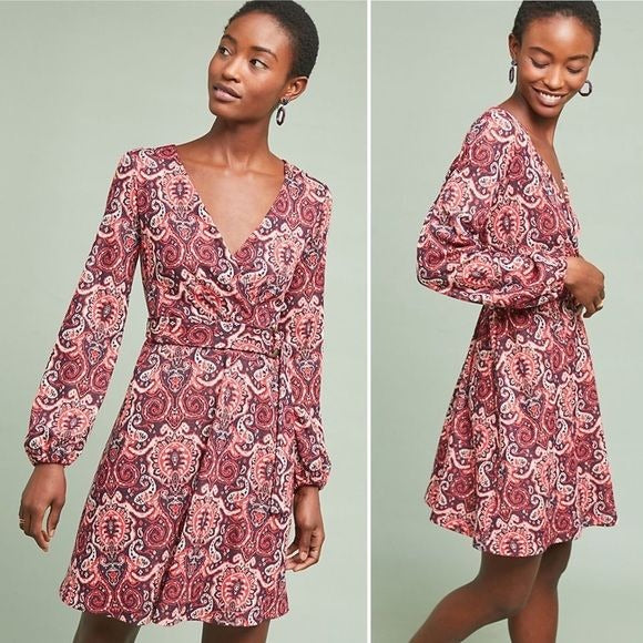 Anthropologie || Maeve Paisley Belted Dress Small