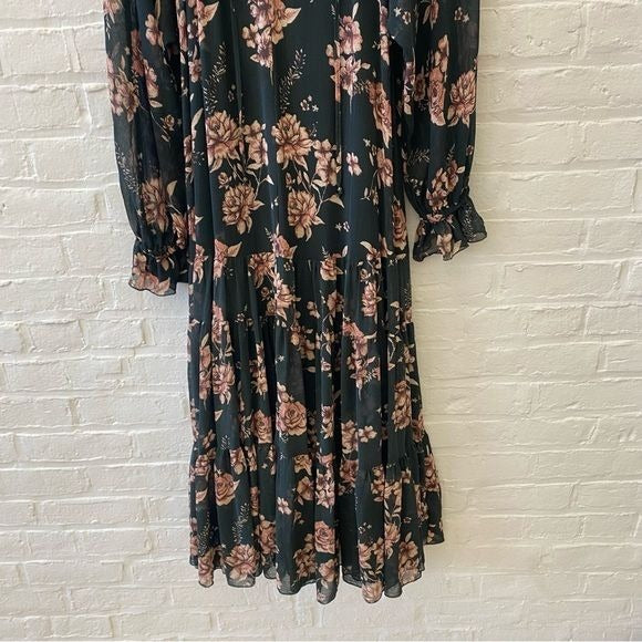 Free People || Feeling Groovy Floral Maxi Dress Forest Combo Green Pink Medium