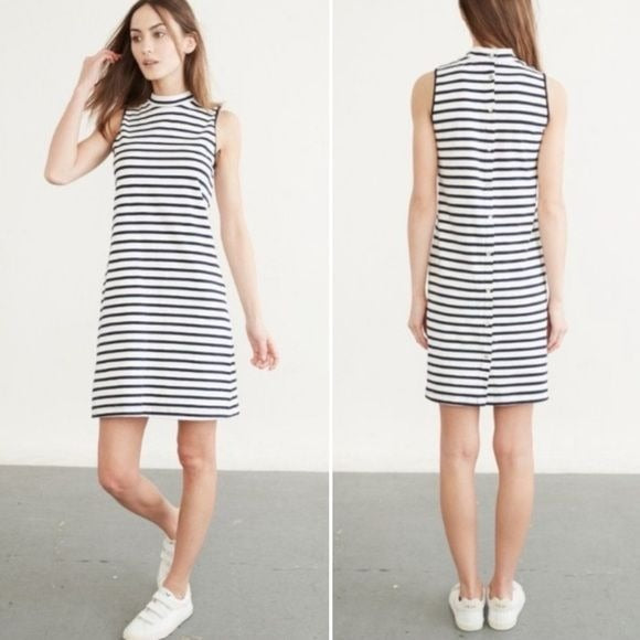 Amour Vert || Nala Striped Button Sleeveless Dress XS