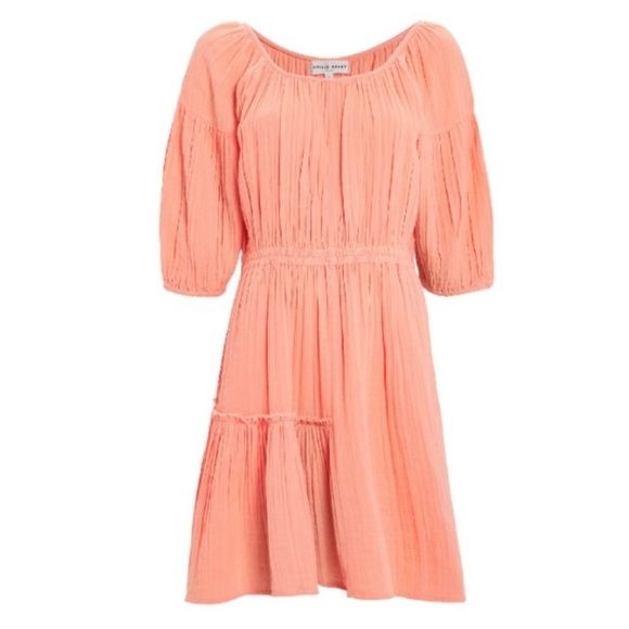 Apiece Apart || Camellia Mini Dress in Melon Orange Coral 2