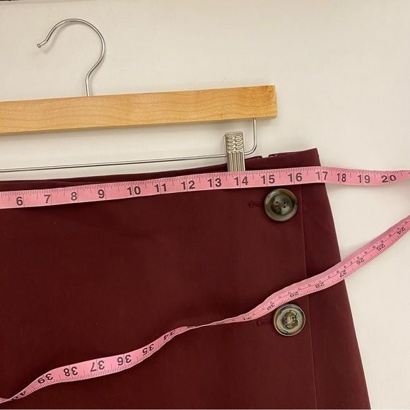 Ann Taylor || Button Pencil Wrap Skirt Maroon 10