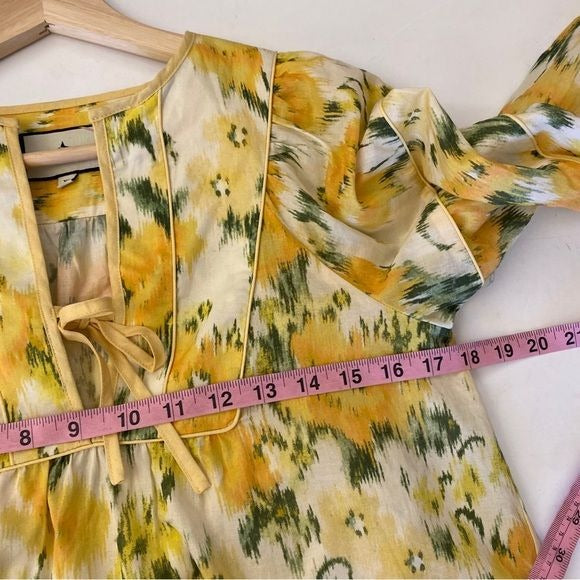 Tuckernuck || Francie Tie Blouse in Sun Showers Floral Yellow XS