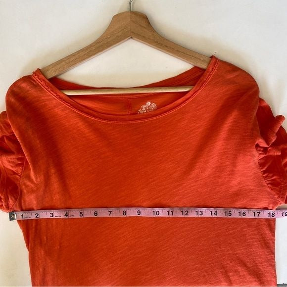 Anthropologie || Pilcro Heritage Femme Short Ruffle Sleeve Tee Orange XXS