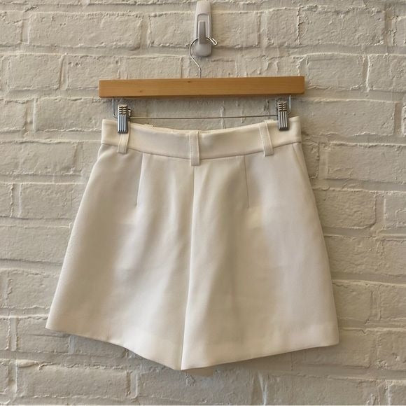 Zara || High Waisted Tailored Trouser Shorts White XS