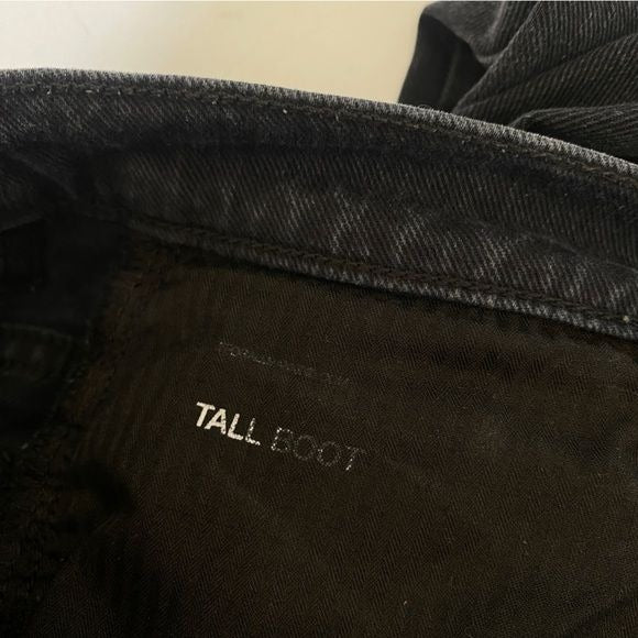 7 For All Mankind || Tall High Rise Bootcut Jeans in Duarte Wash Black Gray 26