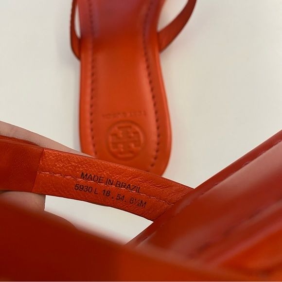 Tory Burch || Miller Sandals Tejus Embossed Pomander Red Orange 8.5 NWOB