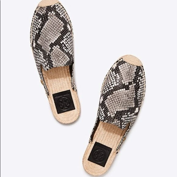 Tory Burch || Max Snake Embossed Espadrilles Slides Mules Slip Ons 5.5