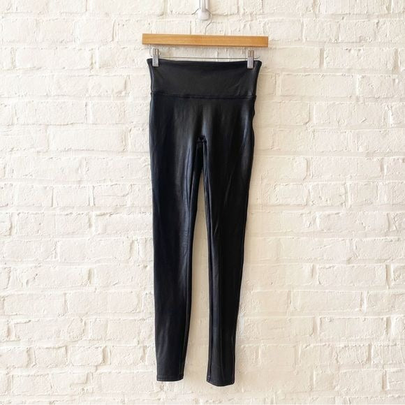 SPANX || Black Faux Leather Leggings Small