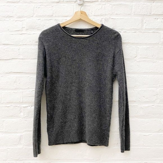 ATM Anthony Thomas Melillo || Cashmere Crew Neck Pullover Sweater Dark Gray XS