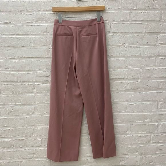 Rebecca Taylor || Spring Wide Leg Crop Trousers Pants Pink Mauve 00