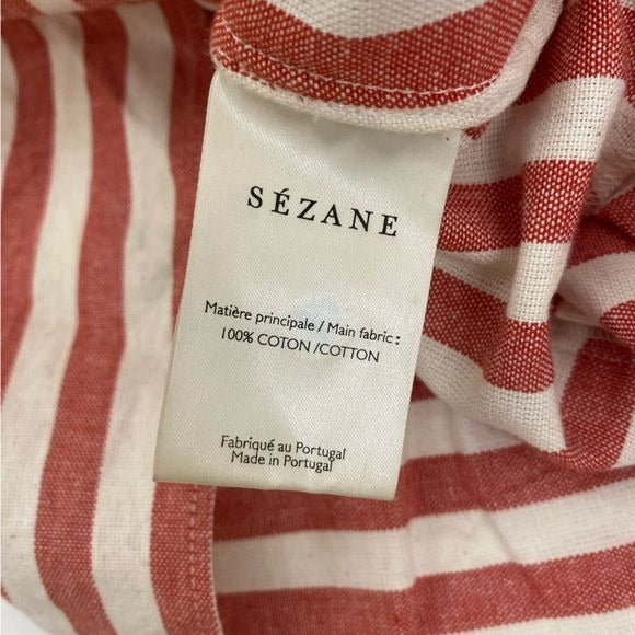 Sézane || Sido Dress Mini Sundress Keyhole Tie Nautical Ecru Red Stripes 36 US 4