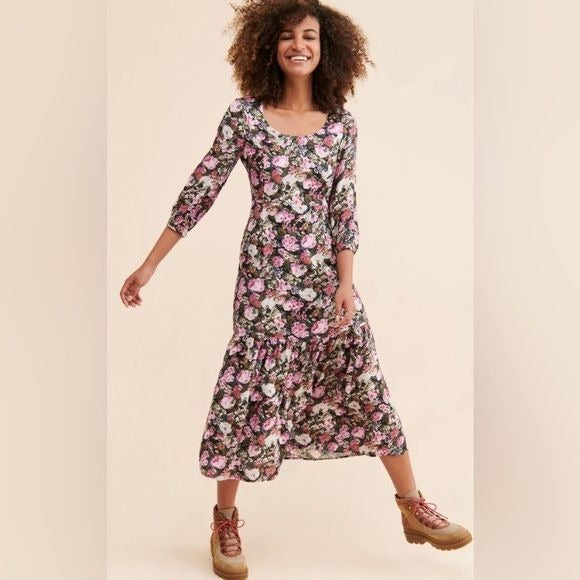 Anthropologie || Saltwater LUXE Rubie Tiered Floral Midi Dress Small