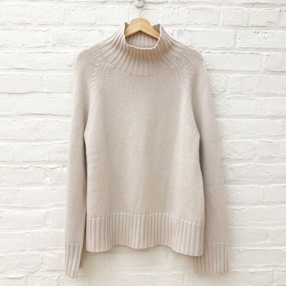 ‘S Max Mara || Mantova Cashmere Blend Mockneck Turtleneck Sweater Beige Large