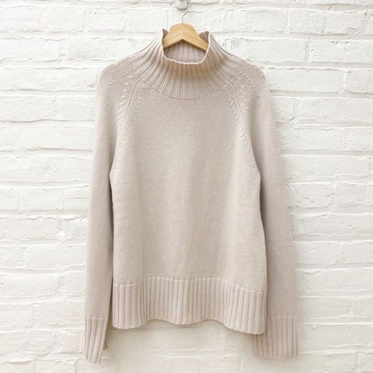 ‘S Max Mara || Mantova Cashmere Blend Mockneck Turtleneck Sweater Beige Large