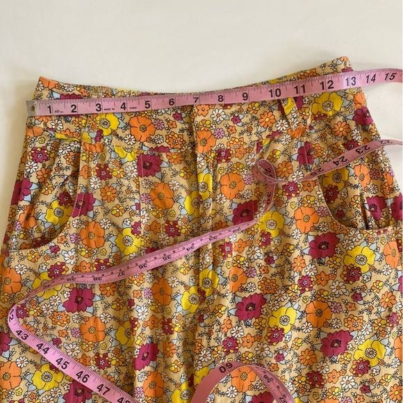 Free People || Menorca Cropped Wide Leg Pants Trousers Cotton Floral Orange 2