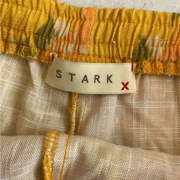 Anthropologie || Stark X Van Gogh Print Linen Ruffle Shorts Yellow Orange Medium