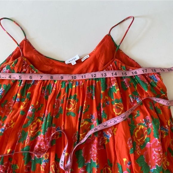 RHODE || Lea Rope Belted Floral Cotton Sundress Red Large