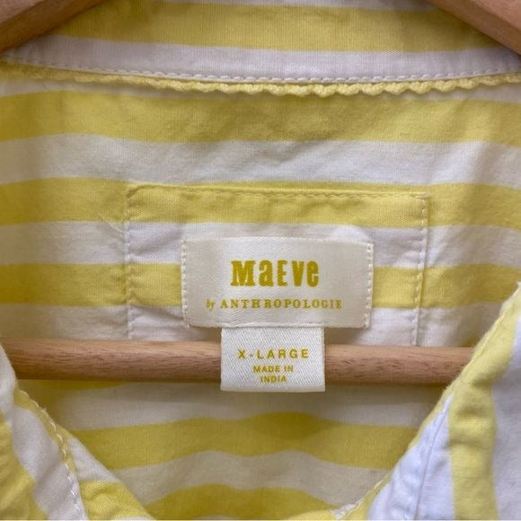 Anthropologie || Maeve The Bennet Buttondown Striped Button Down Shirt Yellow XL