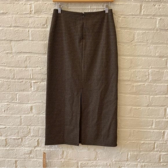 Reformation || Ladue Knit Two Piece Skirt Crop Brown and Black Check Small NWT