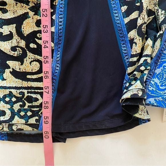 Roberto Cavalli || Long-Sleeve Mixed-Print Gown Blue Black IT 40 US 4