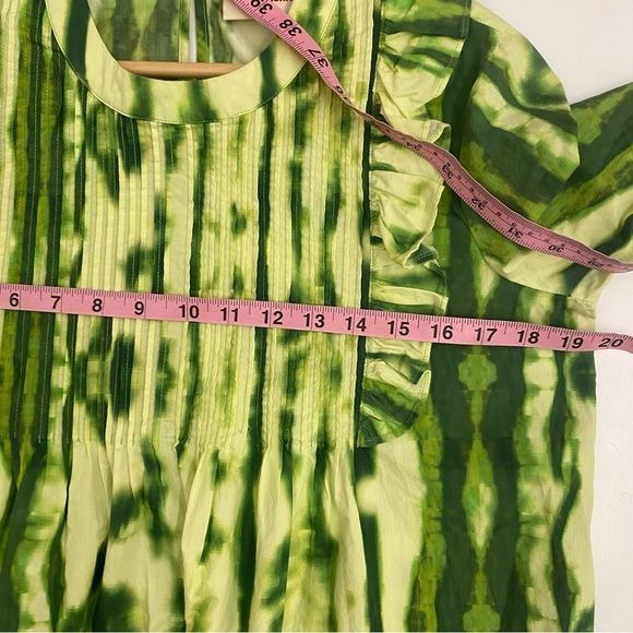 Anthropologie || Samant Chauhan Emilia Ruffled Tie-Dye Blouse Green XS