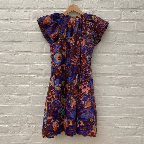 Marie Oliver || Kara Dress in Peacock Floral Purple XS NWT