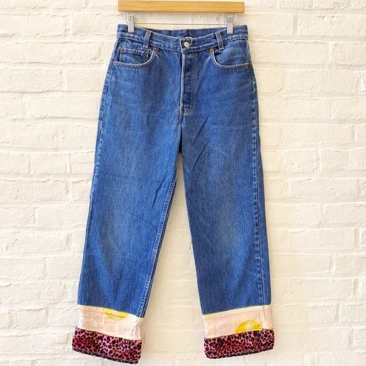 Levi’s x Bella Dahl || Vintage Boho Jeans 90s Leopard Pink Marked 31 Fit 27