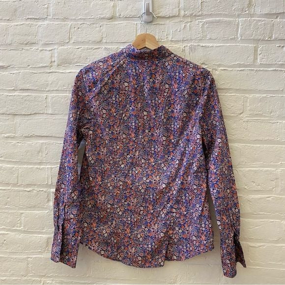 J.Crew x Liberty London || Printed Kayoko Indigo Sunset Floral Perfect Shirt 8