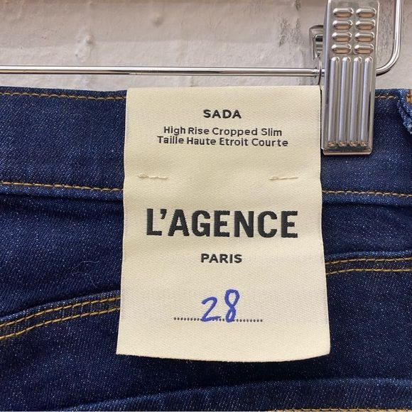 L’AGENCE || Sada High Rise Cropped Slim Skinny Jeans Dark Wash 28