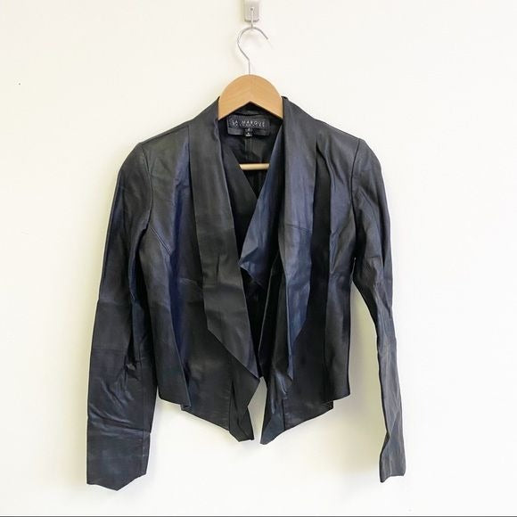 La Marque Collection || Zura Draped Leather Jacket Black 2