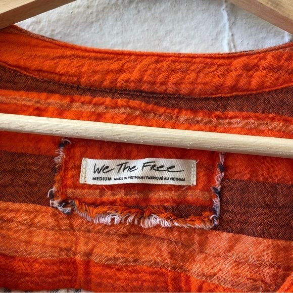 Free People || Lisbon Striped Top Yarn-Dyed Orange