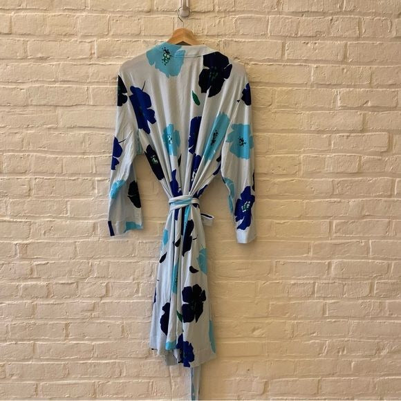 Tucker || Rachel Bamboo Jersey Wrap Dress in Aapphire Poppies Floral Blue 2X NWT