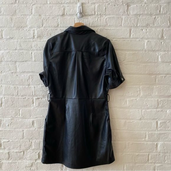 Blank NYC || Faux Leather Mini Dress Black Large NWT