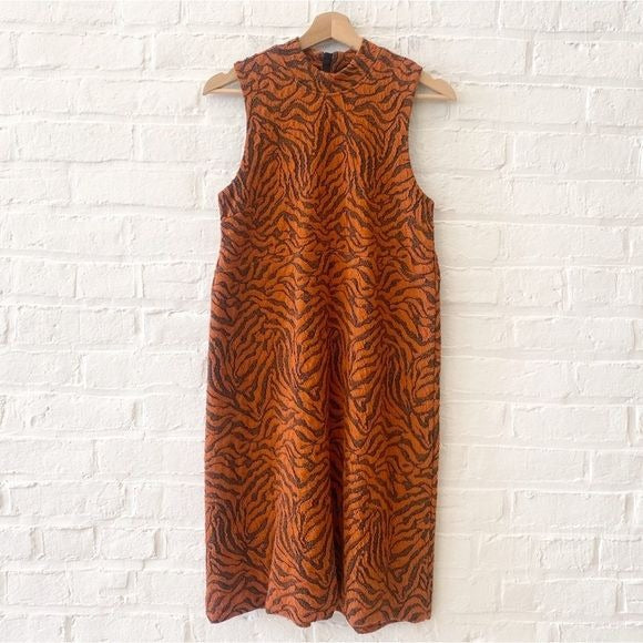 Anthropologie || Brigitte Jacquard Tiger Dress Orange Small