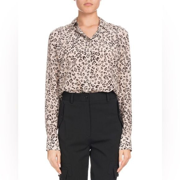 Altuzarra || Chika Long-Sleeve Button-Front Leopard-Print Silk Shirt 42 US 10