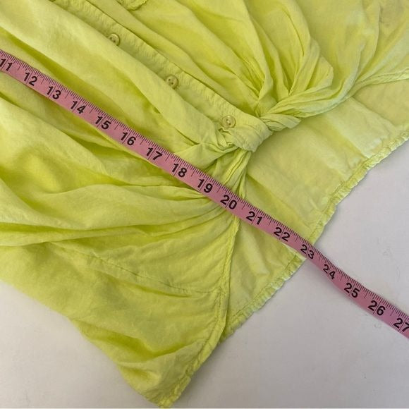 Anthropologie || Pilcro Twist-Front Blouse in Lime Yellow Green Medium