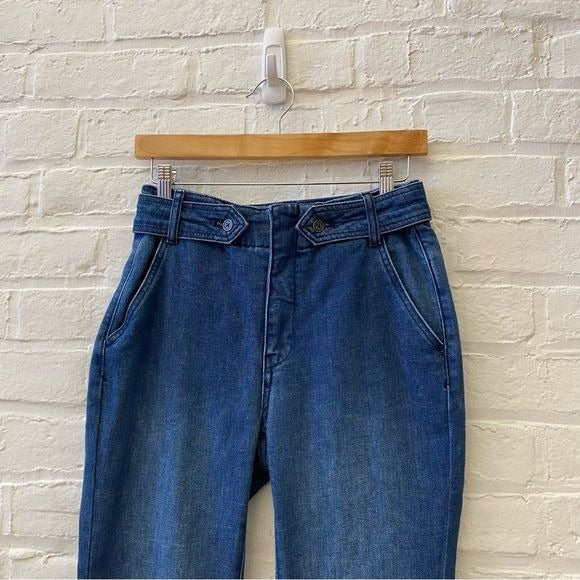 Anthropologie || Pilcro Raw Hem Trouser Tab Jeans Blue 27