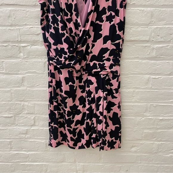 Diane Von Furstenberg || Daran Print Silk Faux Wrap Dress Floral Pink Print 8