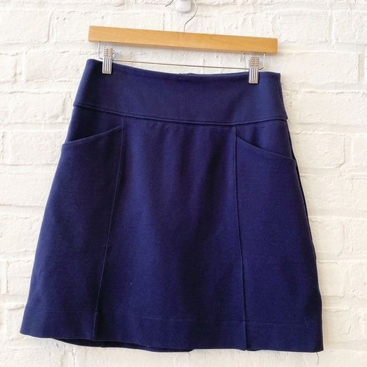 Anthropologie || Maeve Mackenzie Ponte Mini Skirt Navy Small