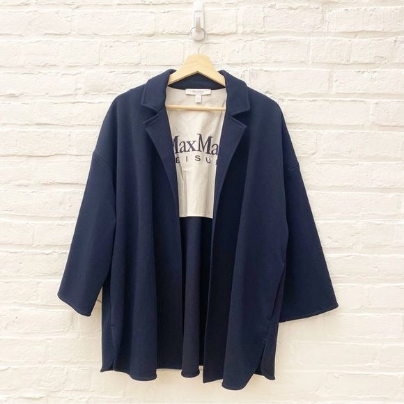 Max Mara Leisure || Mirna Open-Front Jacket Blazer Navy Blue Large