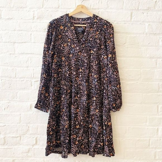 Anthropologie || Maeve Amber Tiered Mini Dress Ditzy Floral Black XS Extra Small